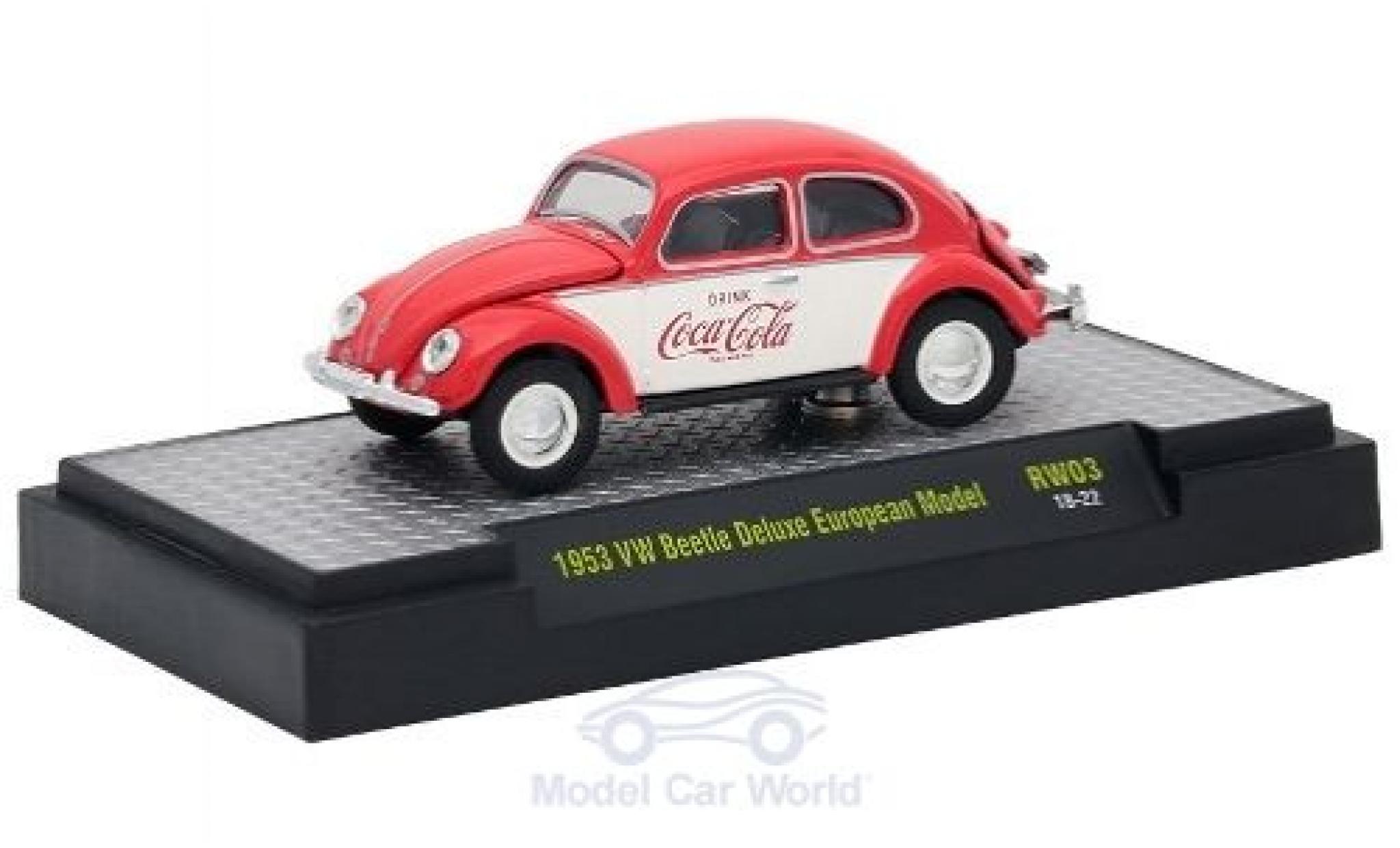 Volkswagen Beetle 1/64 M2 Machines Deluxe European Model rosso/bianco Coca Cola 1953 modellino in miniatura