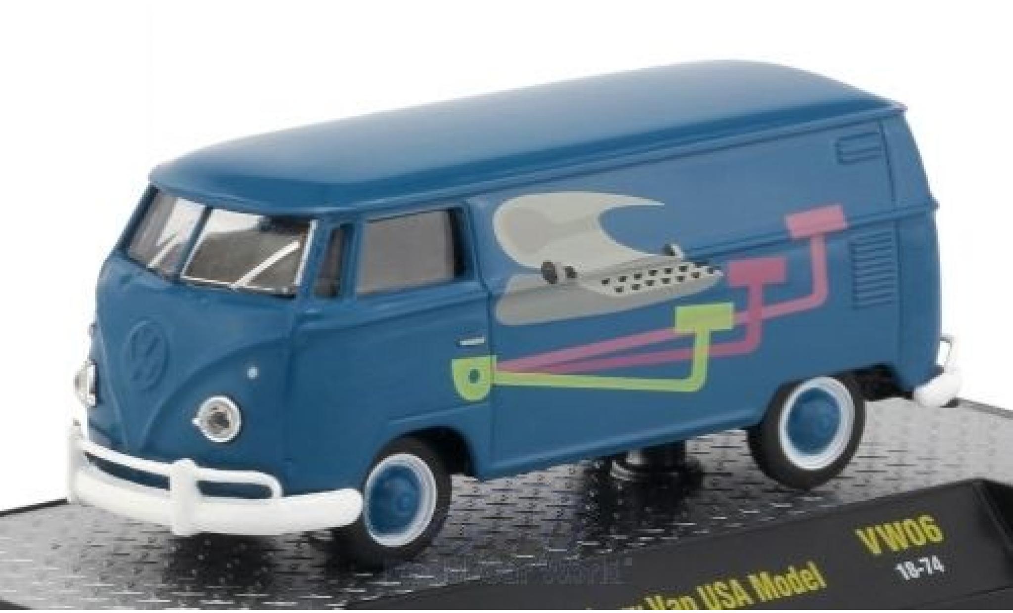 Volkswagen T1 1/64 M2 Machines Kastenwagen blu/Dekor 1960 USA-Version modellino in miniatura