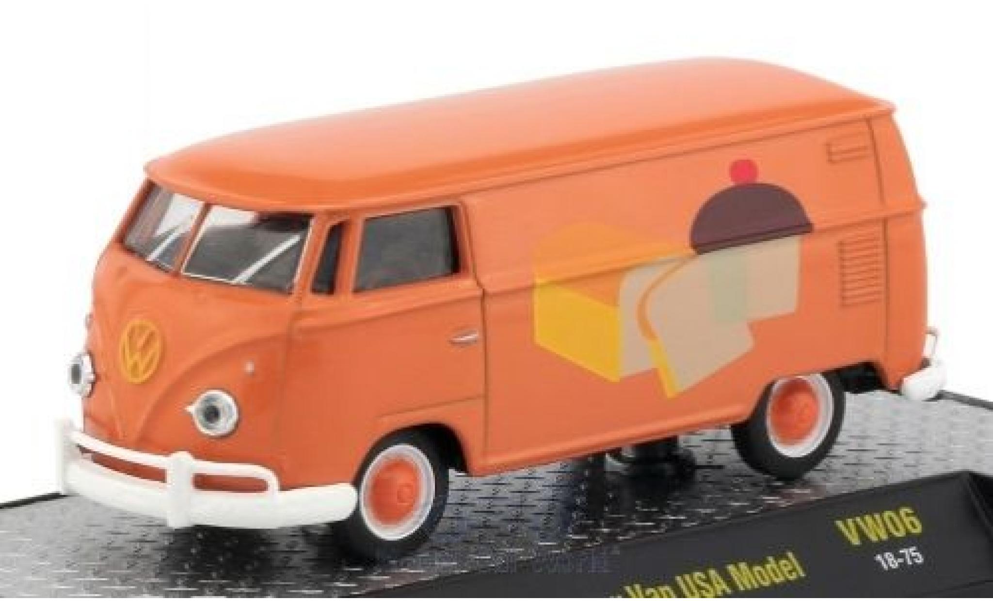Volkswagen T1 A 1/64 M2 Machines Kastenwagen orange/Dekor 1960 USA-Version modellino in miniatura