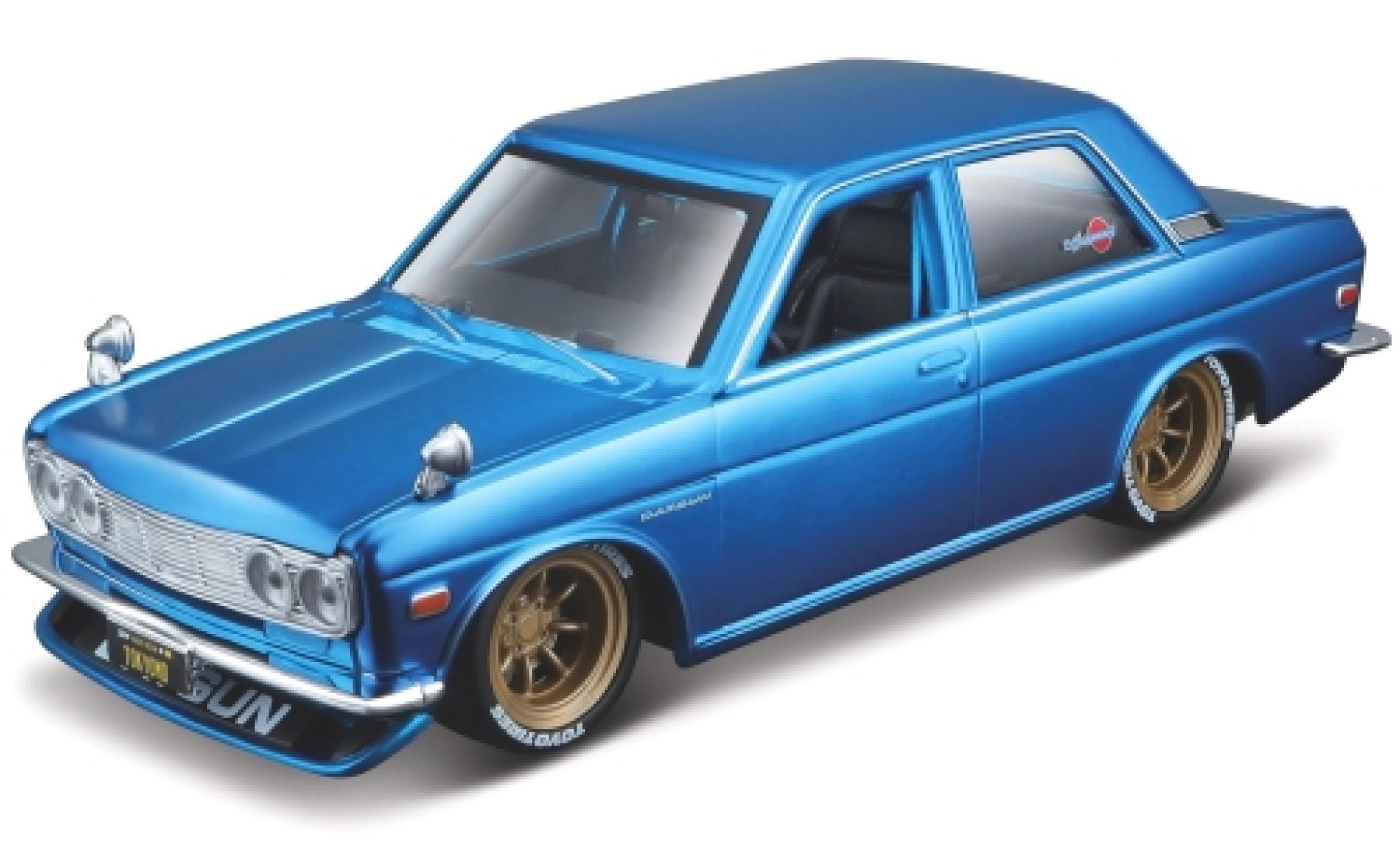 Datsun 510 1/24 Maisto metallico blu 1971 modellino in miniatura