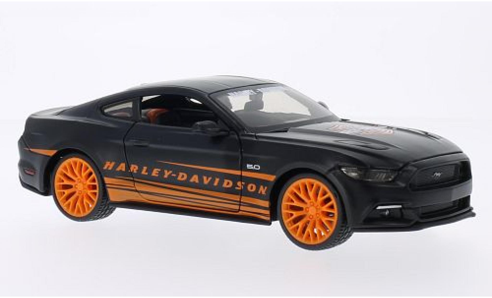 Ford Mustang 1/24 Maisto GT matt-nero/orange Harley-Davidson 2015 modellino in miniatura