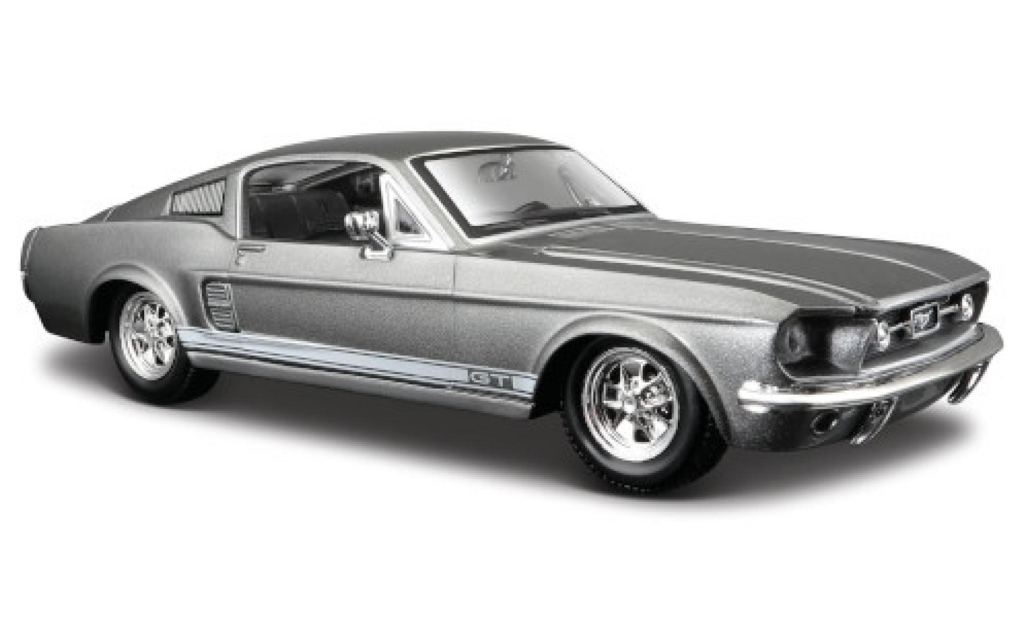 Ford Mustang 1/24 Maisto GT metallico grigio 1967 modellino in miniatura