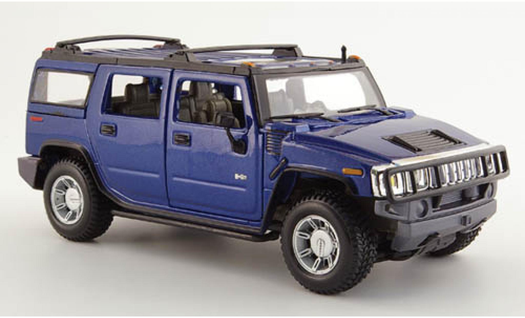 Hummer H2 1/24 Maisto Station Wagon metallico blu 2003 1:27 modellino in miniatura