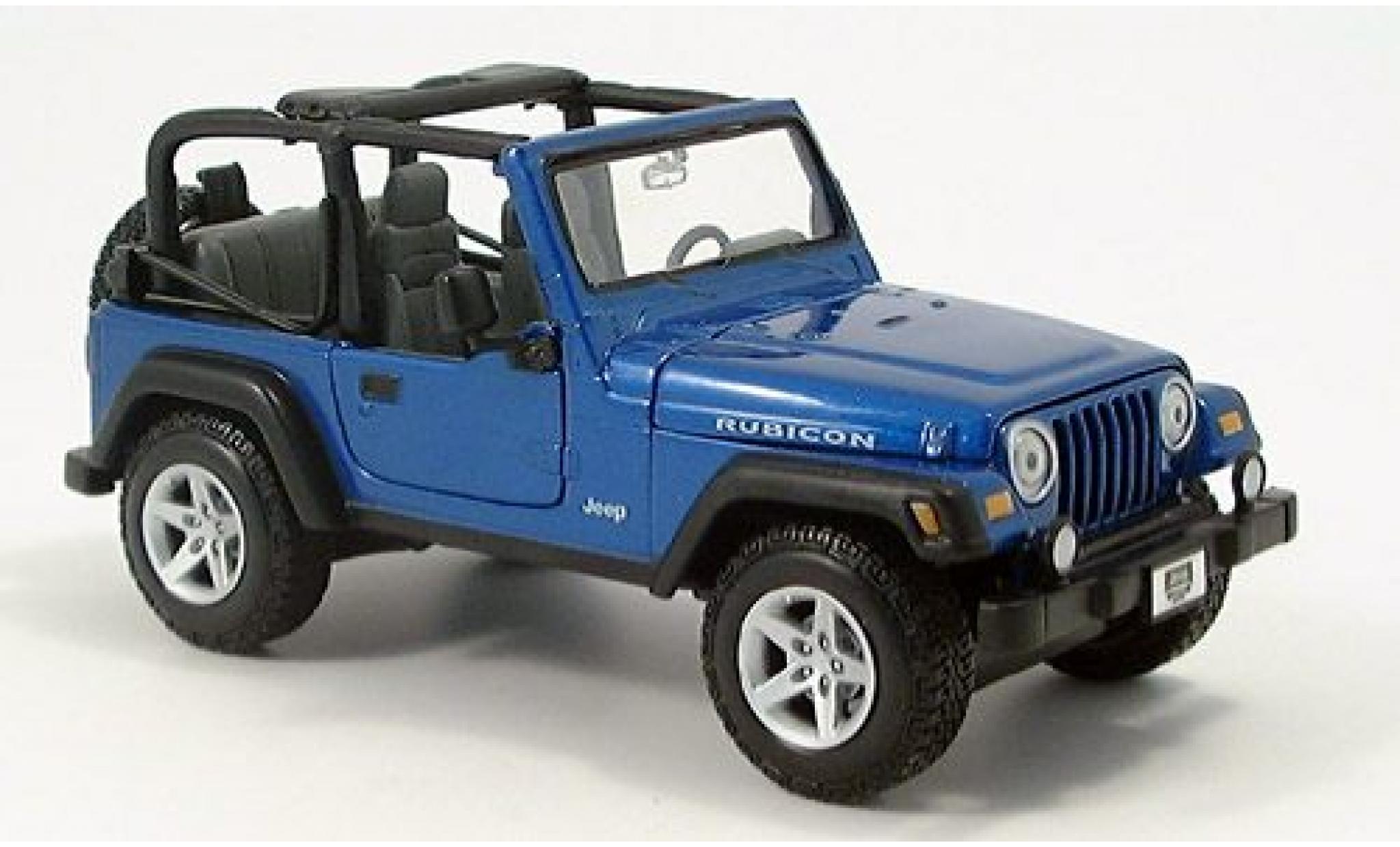 Jeep Wrangler 1/24 Maisto Rubicon metallico blu sans Vitrine modellino in miniatura