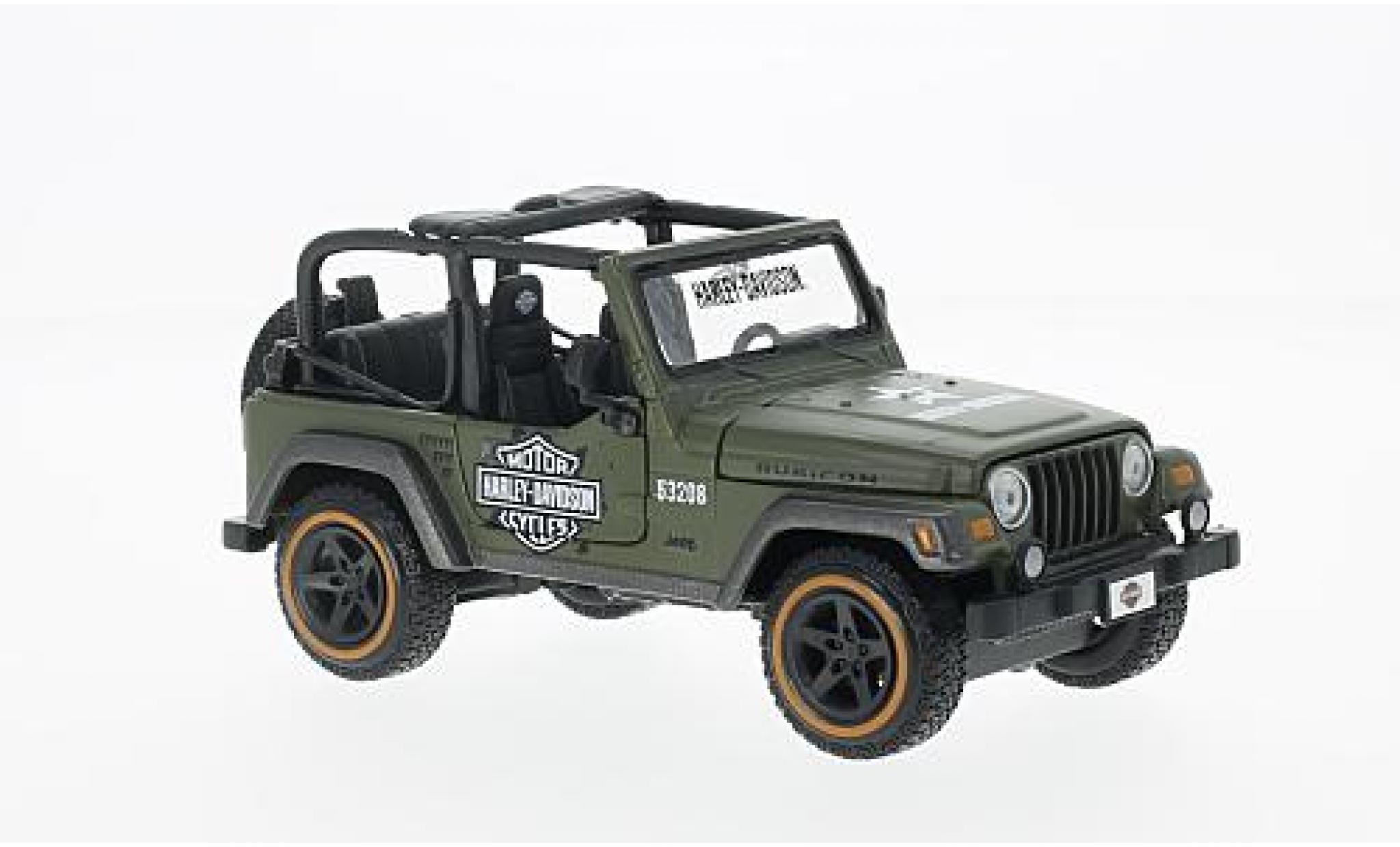 Jeep Wrangler 1/24 Maisto Rubicon oliv Harley Davidson 2014 (1:27) modellino in miniatura