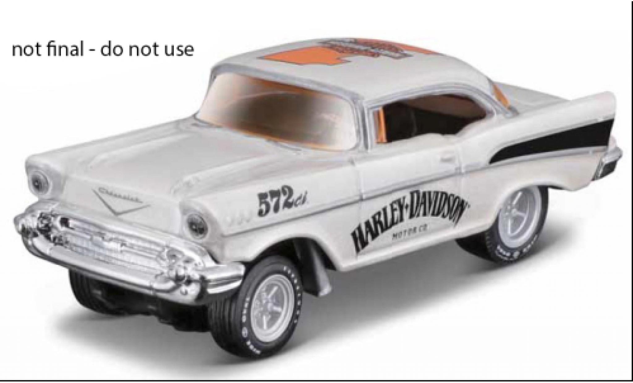 Chevrolet Bel Air 1/64 Maisto bianco/nero Harley-Davidson 1957 modellino in miniatura