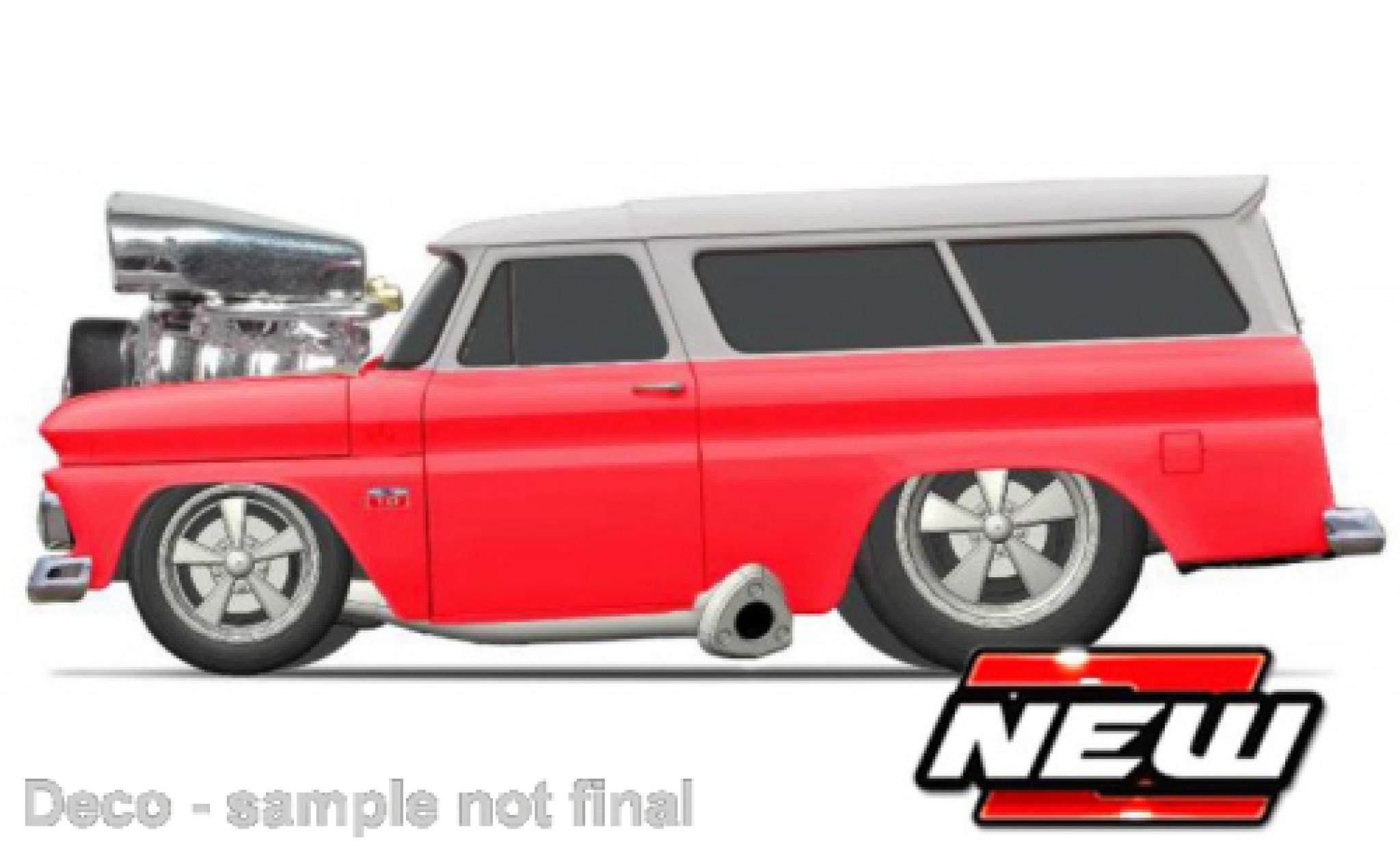 Chevrolet Suburban 1/64 Maisto rosso/bianco 1966 modellino in miniatura