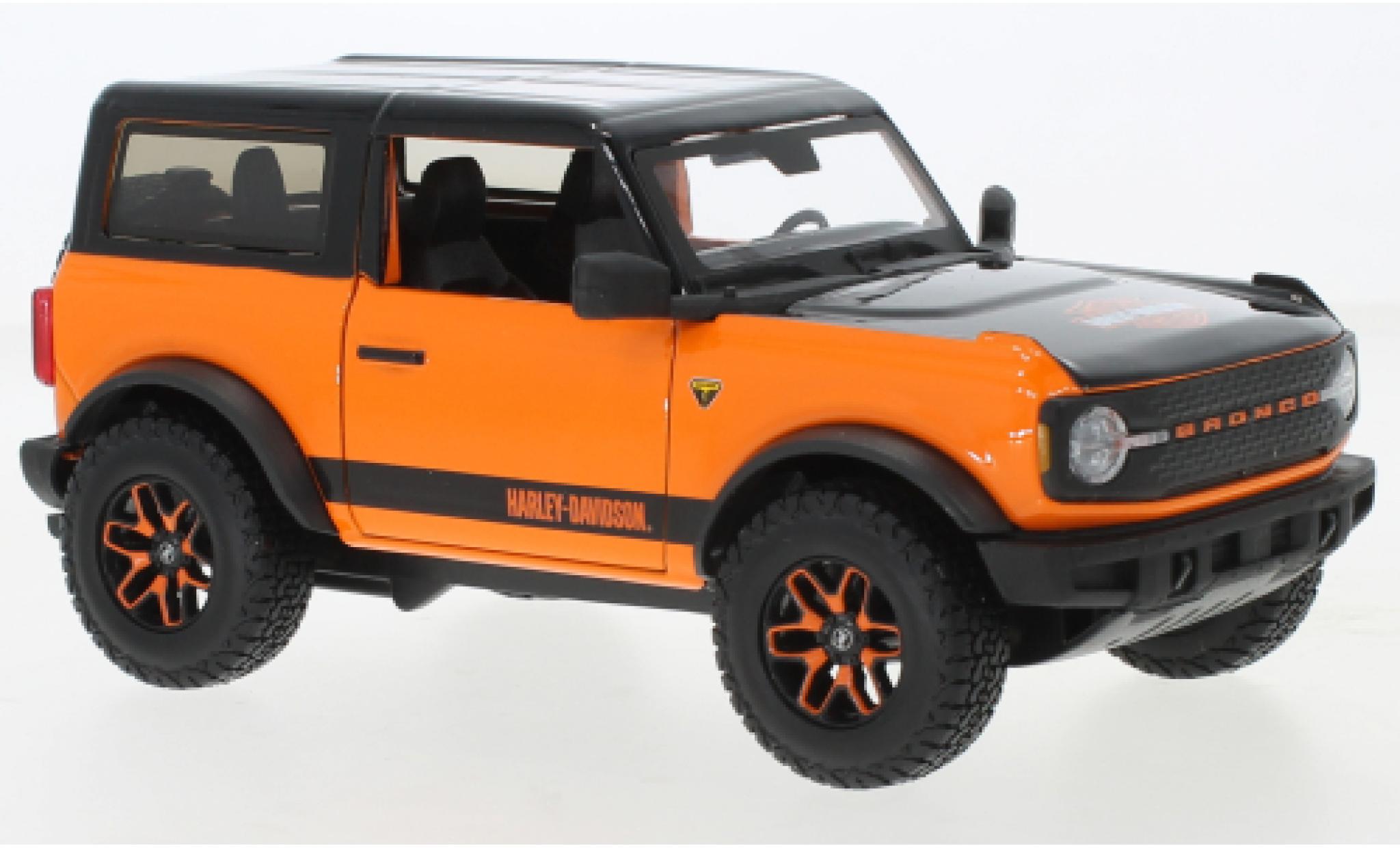 Ford Bronco 1/24 Maisto Douane orange/nero Harley-Davidson modellino in miniatura