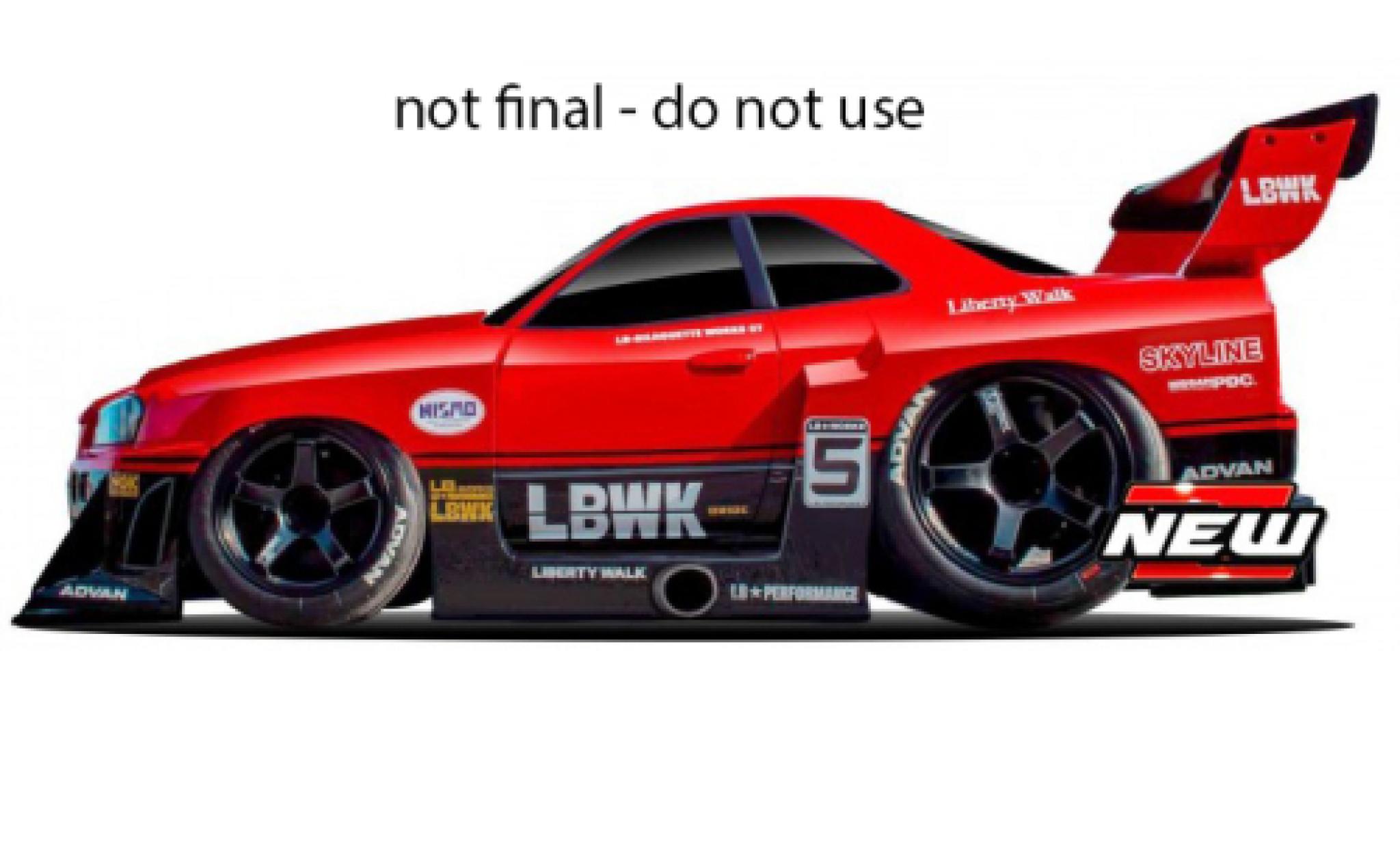 Nissan Skyline 1/64 Maisto GT-R (R34) Liberty Walk rosso/nero 1999 modellino in miniatura