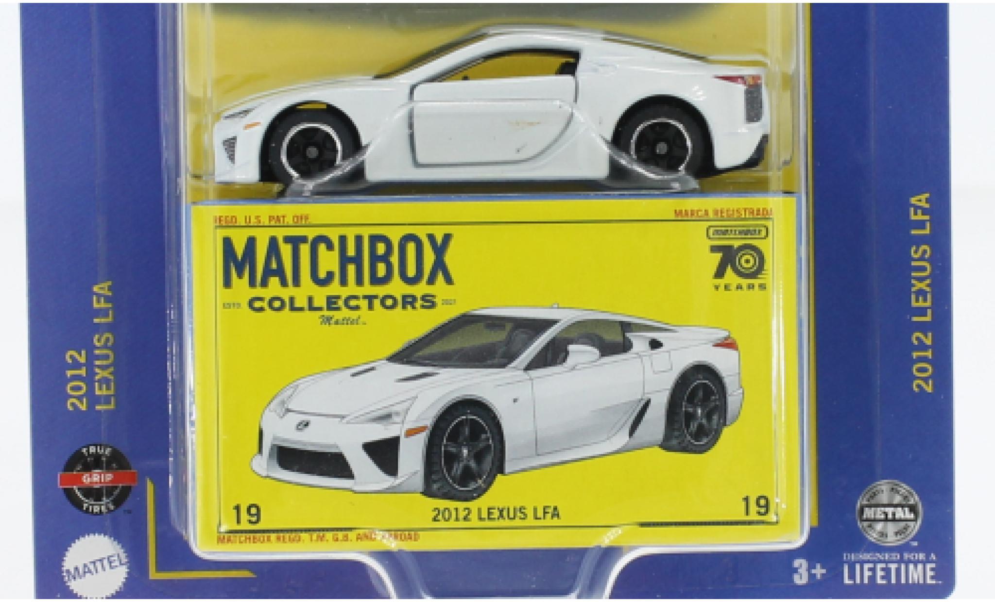 Lexus LFA 1/64 Matchbox bianco 2012 modellino in miniatura