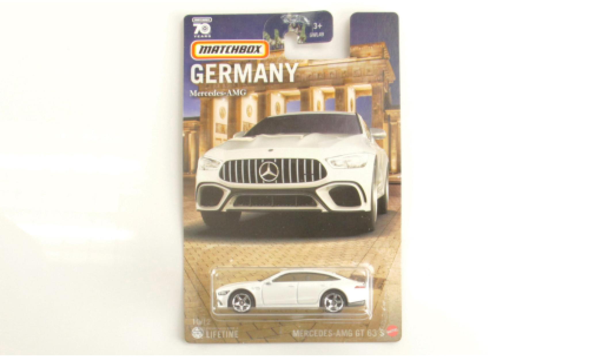 Mercedes AMG GT 1/64 Matchbox 63S metallise bianco modellino in miniatura