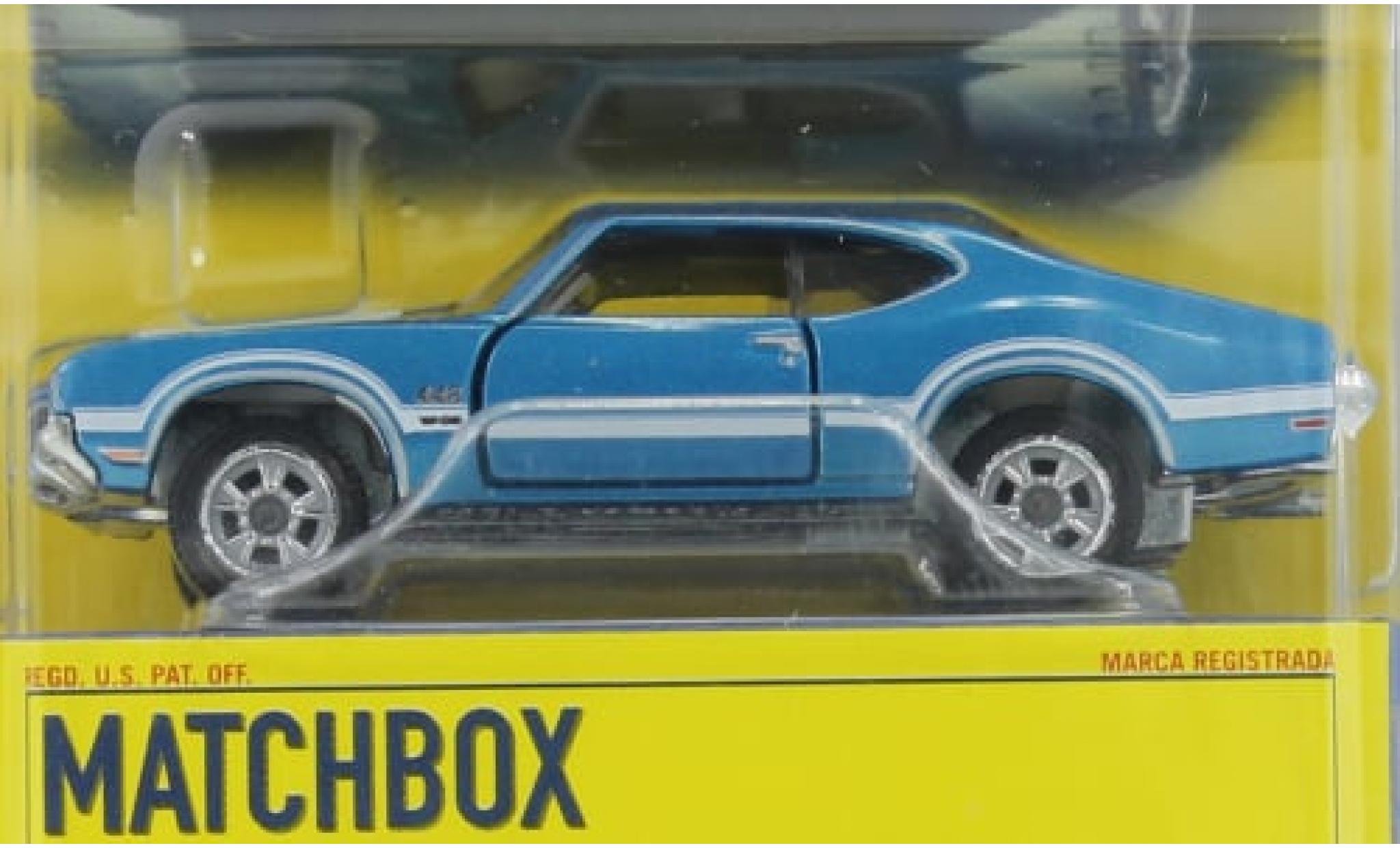 Oldsmobile 442 1/64 Matchbox metallise blau 1970 1:64 modellino in miniatura