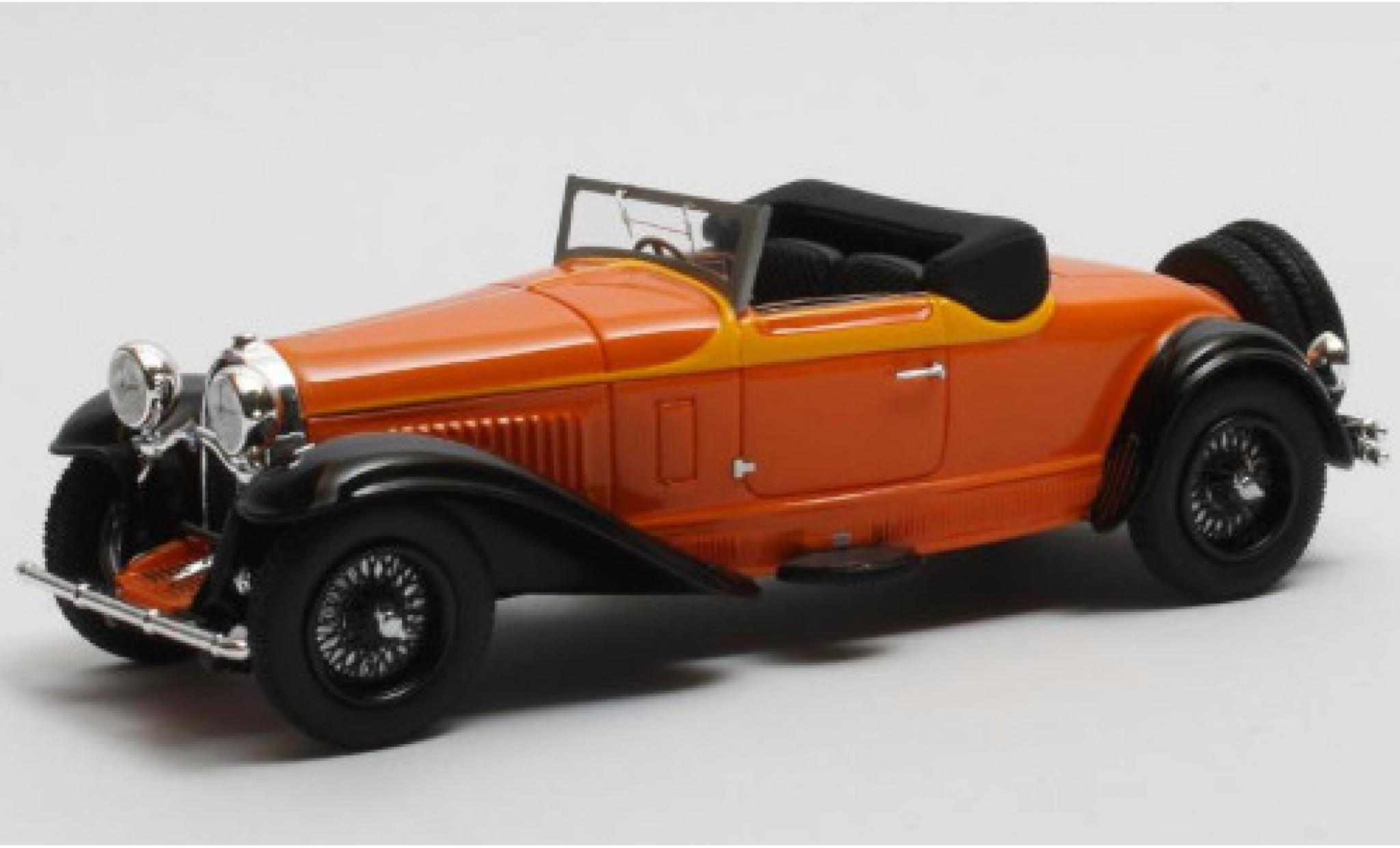 Bugatti 46 1/43 Matrix Type Cabriolet de Villars orange/marroneee RHD 1930 Fahrgestellnr. 360 Verdeck geöffnet modellino in miniatura