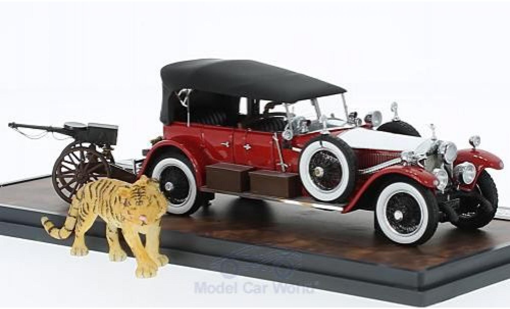 Rolls Royce Phantom 1/43 Matrix Barker Torpedo Tourer rosso/grigio 1925 HRH Maharaja of Kota #23RC mit Tiger modellino in miniatura