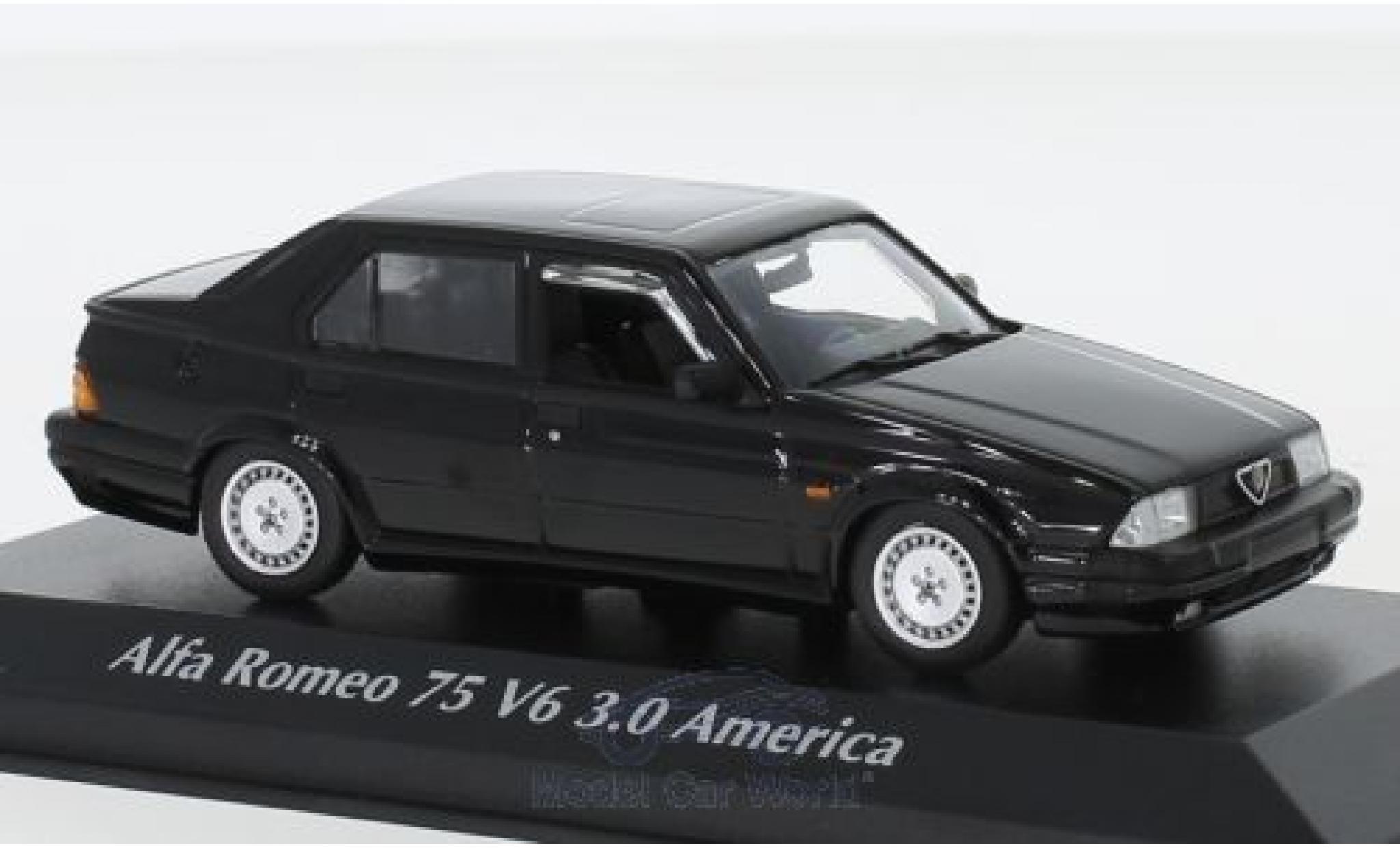 Alfa Romeo 75 1/43 Maxichamps V6 3.0 America nero 1987 modellino in miniatura