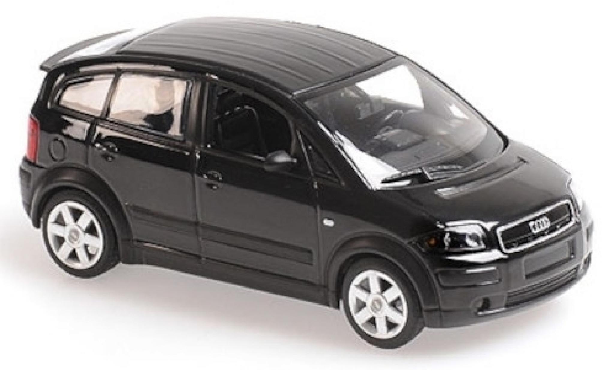 Audi A2 1/43 Maxichamps metallico nero/matt-nero 2000 modellino in miniatura