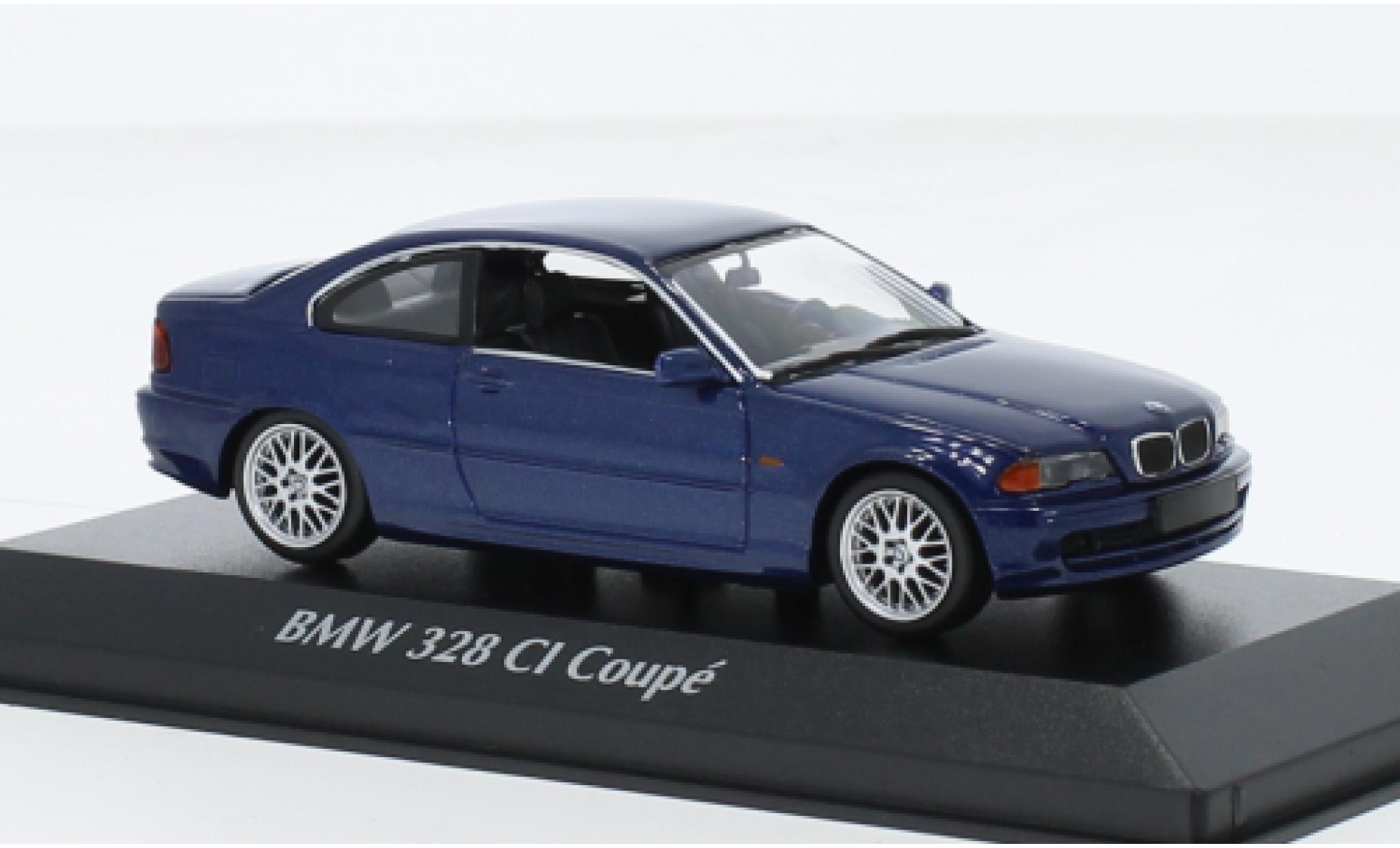Bmw 328 1/43 Maxichamps CI (E46) metallise blu 1999 modellino in miniatura