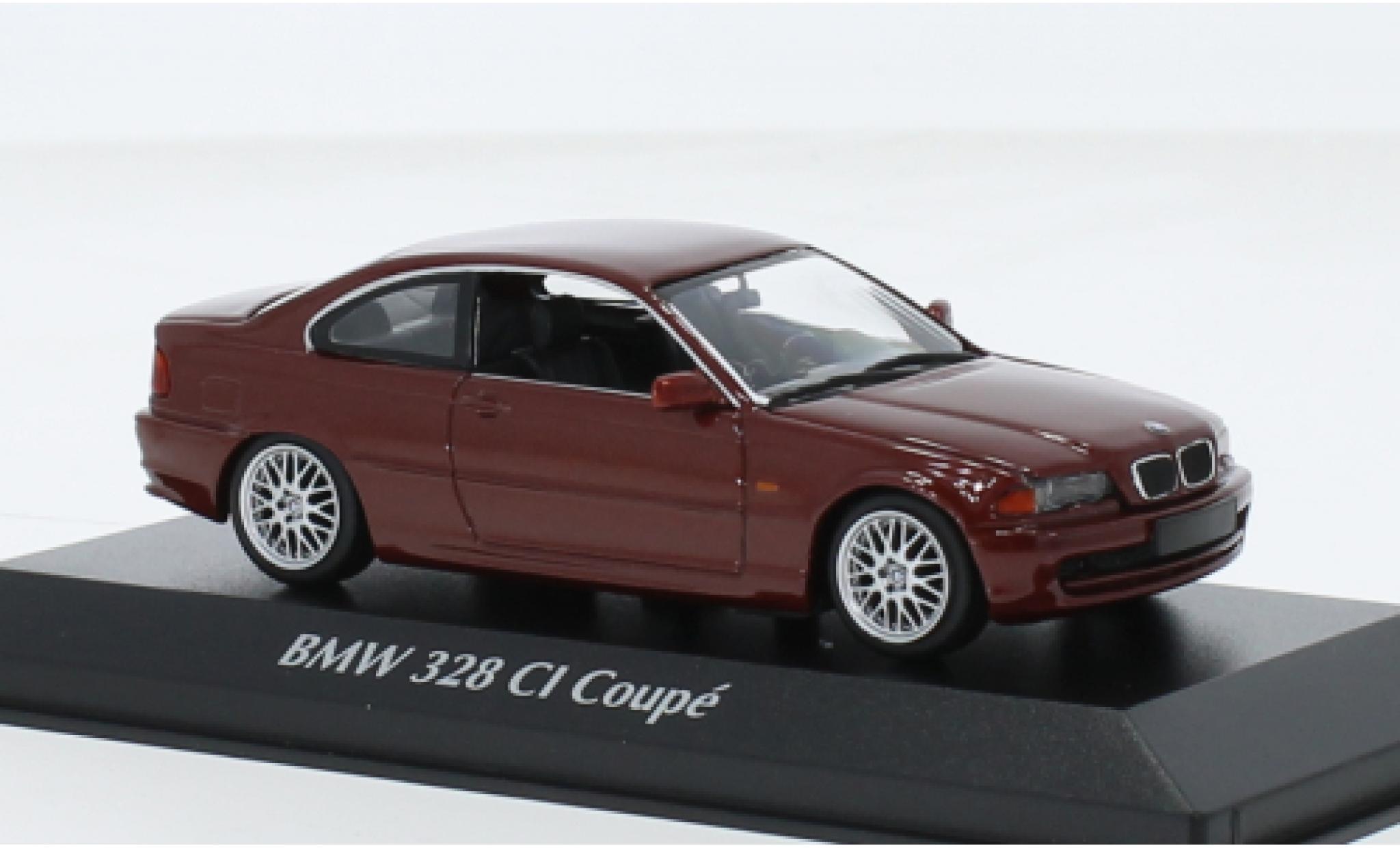 Bmw 328 1/43 Maxichamps CI (E46) metallise rosso foncé 1999 modellino in miniatura