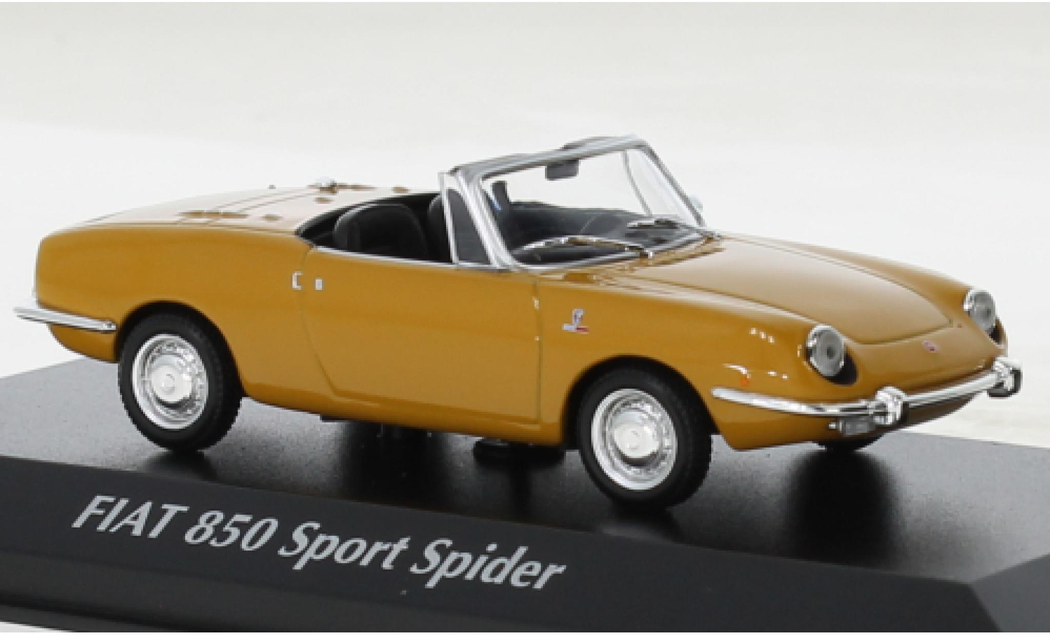 Fiat 850 1/43 Maxichamps Sport Spider metallise giallo 1968 modellino in miniatura