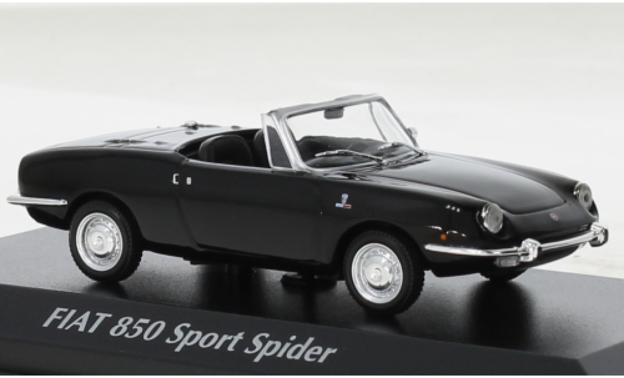 Fiat 850 1/43 Maxichamps Sport Spider metallise nero 1968 modellino in miniatura