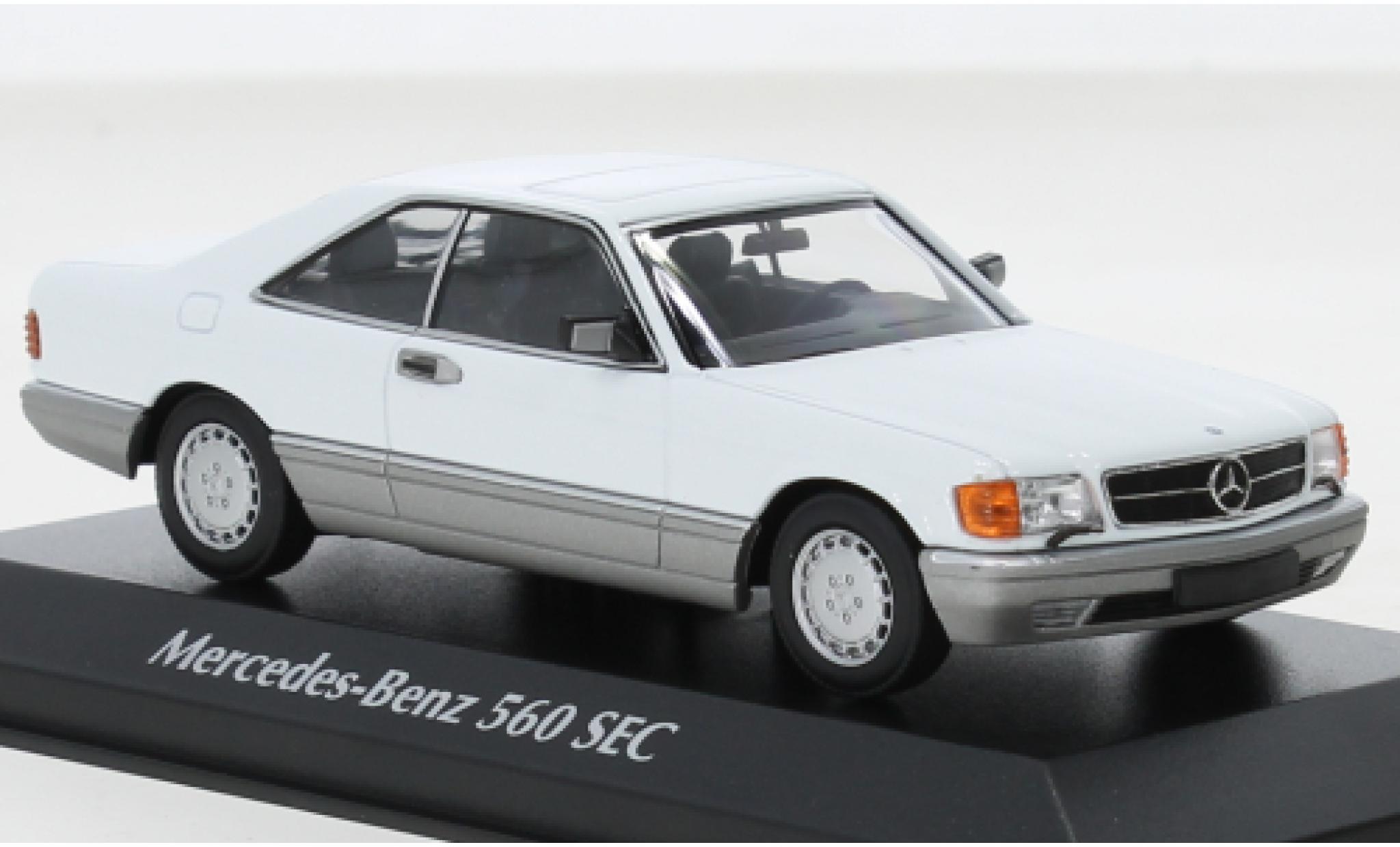 Mercedes 560 1/43 Maxichamps SEC (C126) bianco 1986 modellino in miniatura