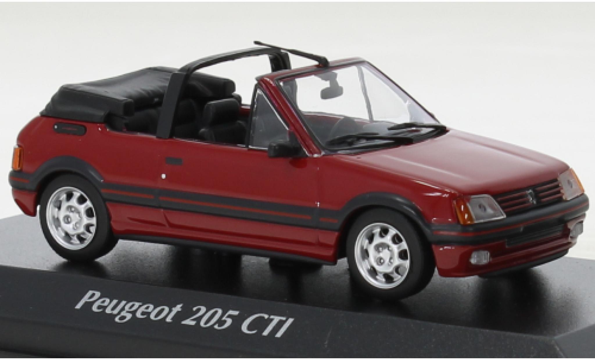 Peugeot 205 1/43 Maxichamps CTI Cabriolet rosso 1990 modellino in miniatura