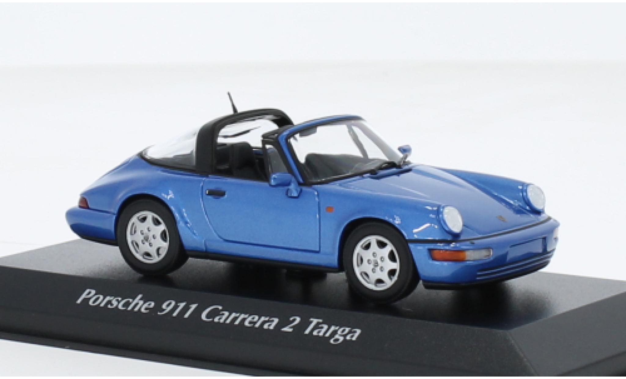 Porsche 964 1/43 Maxichamps 911  Carrera 2 Targa metallise blu 1991 modellino in miniatura