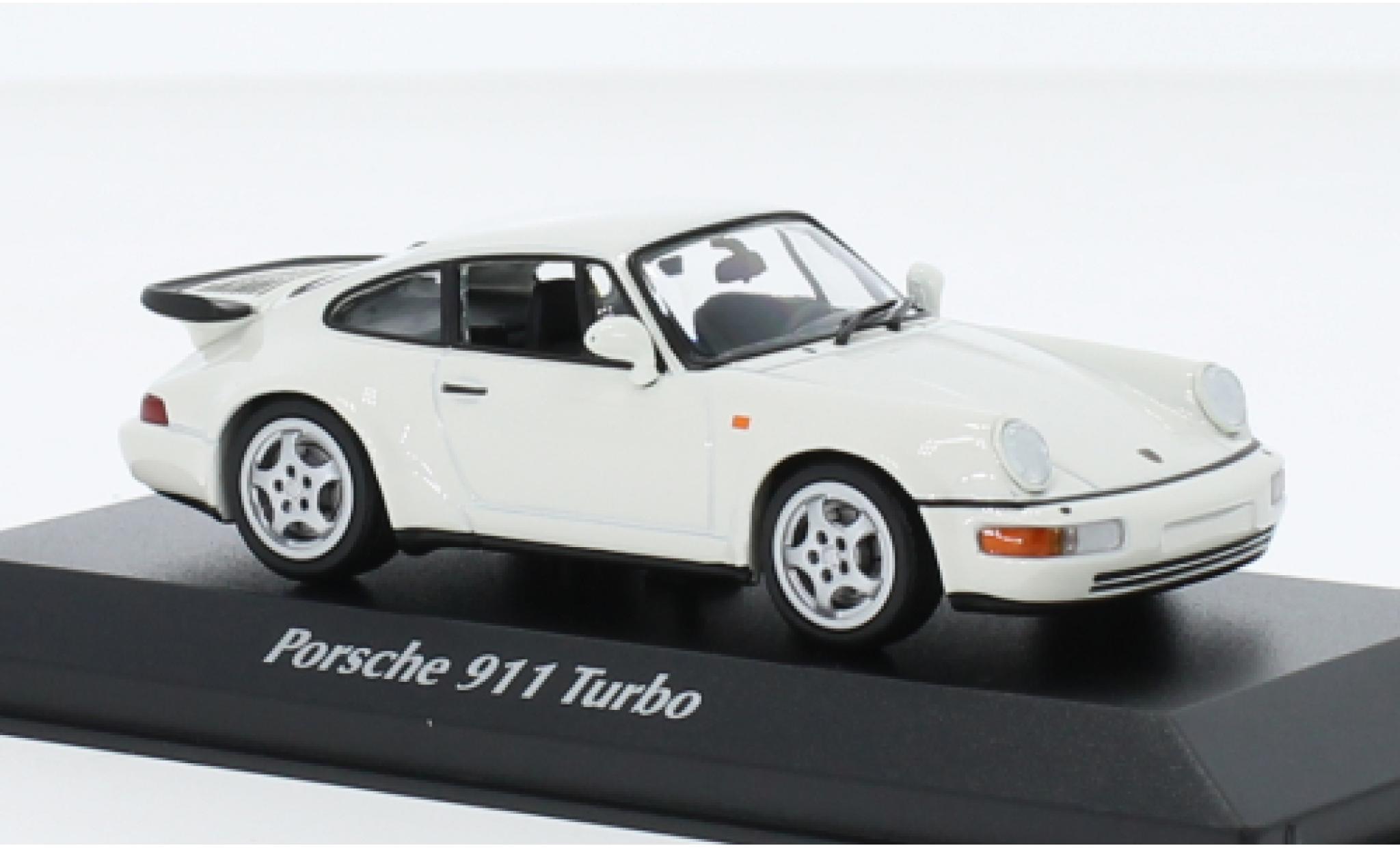 Porsche 964 Turbo 1/43 Maxichamps 911  bianco 1990 modellino in miniatura