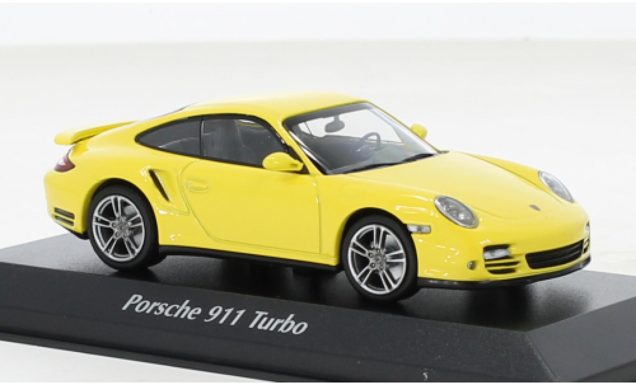 Porsche 997 Turbo 1/43 Maxichamps 911  giallo 2009 modellino in miniatura