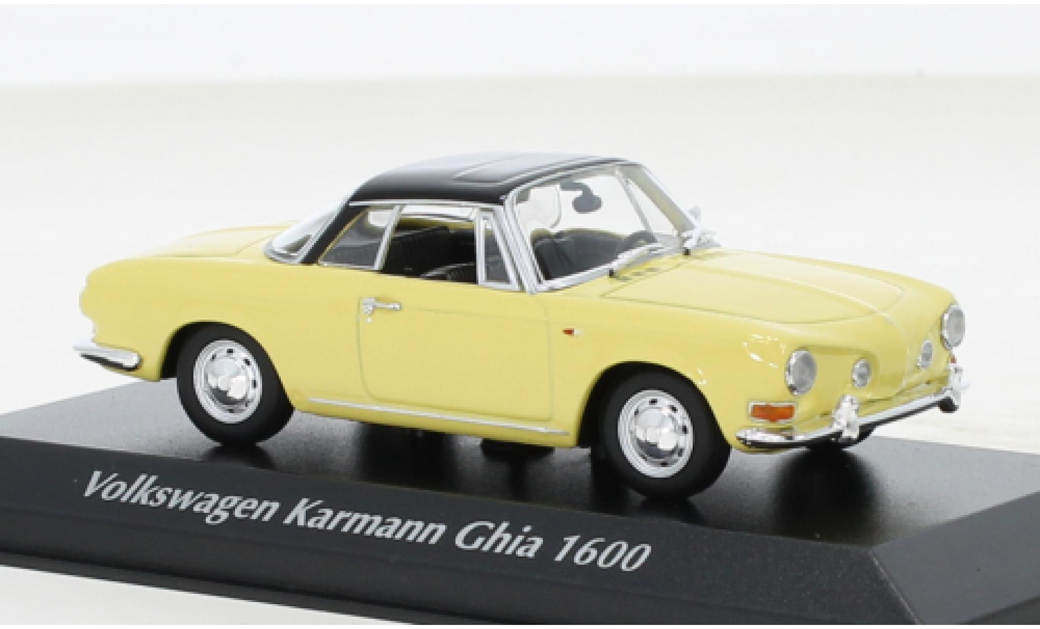 Volkswagen Karmann 1/43 Maxichamps Ghia 1600 giallo/nero 1966 modellino in miniatura