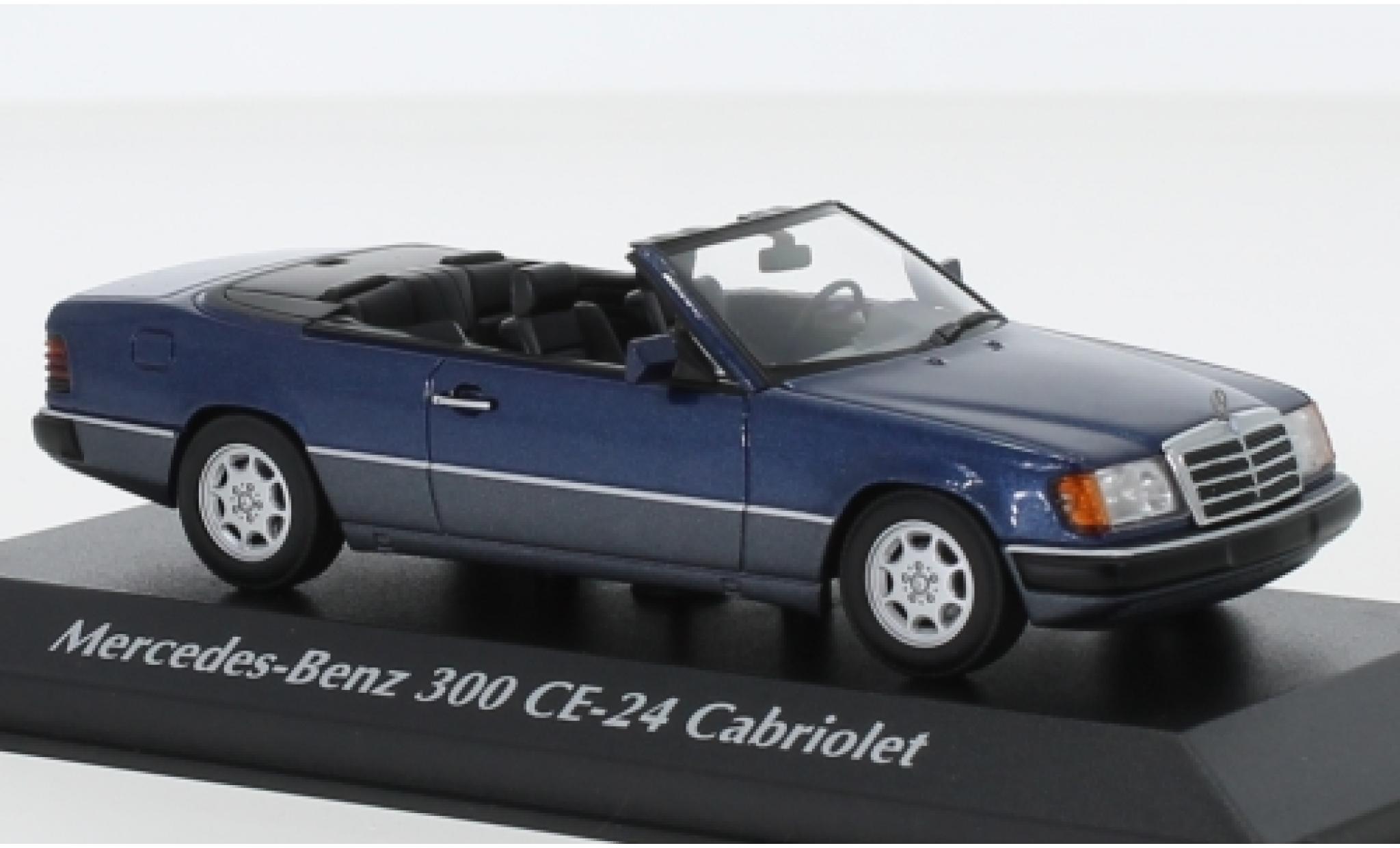 Mercedes 300 1/43 Maxichamps CE-24 Cabriolet (A124) metallico blu 1991 modellino in miniatura
