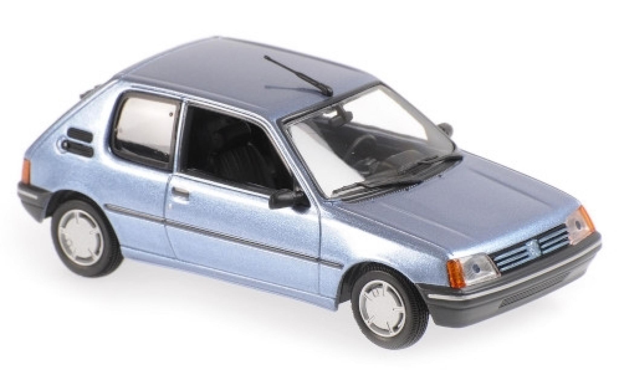 Peugeot 205 1/43 Maxichamps XR metallico blu 1990 modellino in miniatura