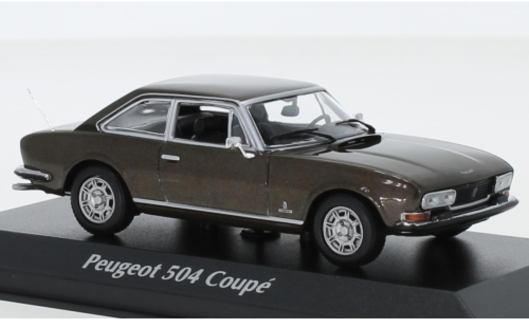 Peugeot 504 1/43 Maxichamps Coupe metallico marroneee 1976 modellino in miniatura