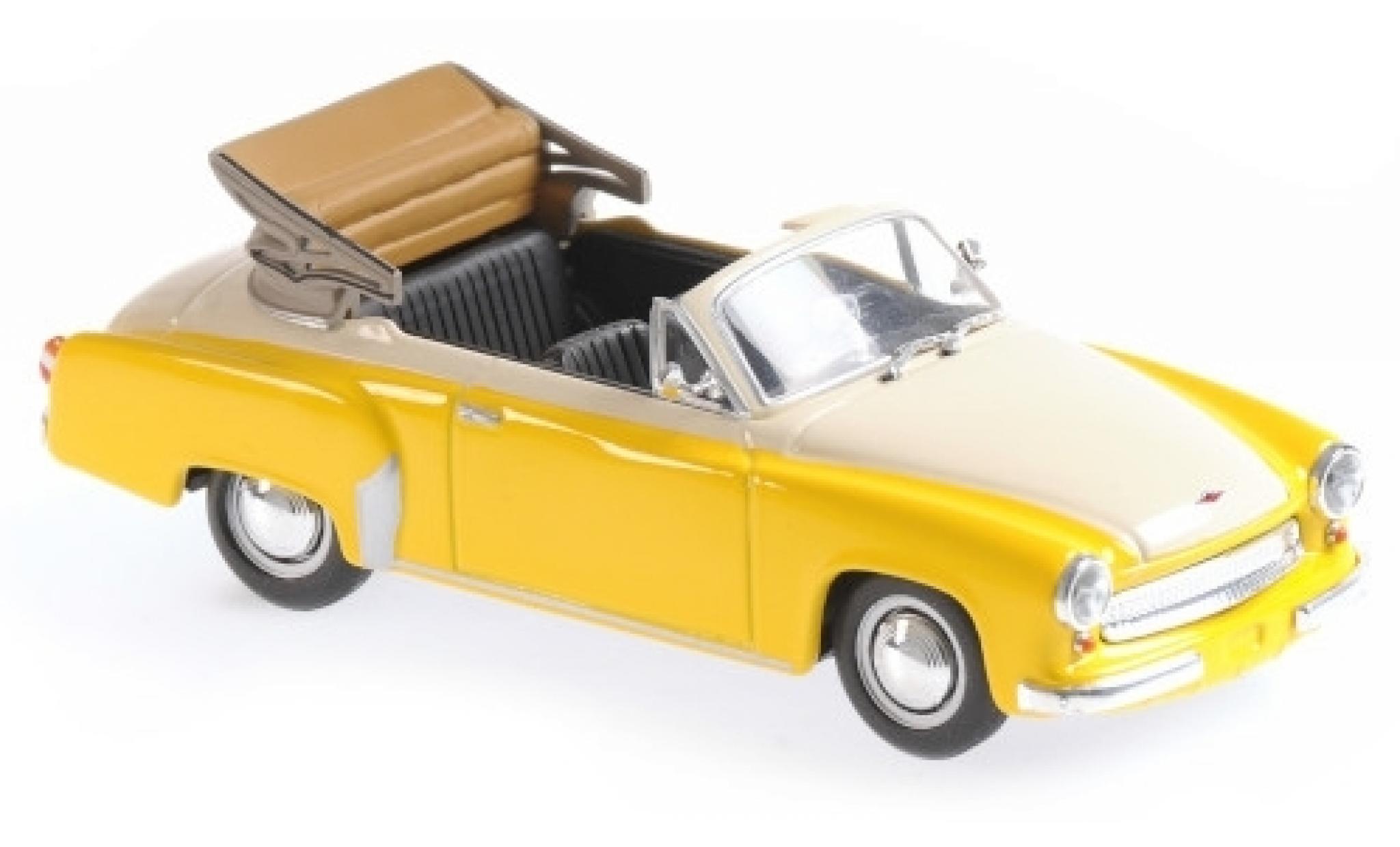 Wartburg 311 1/43 Maxichamps Cabriolet giallo/bianco 1958 modellino in miniatura