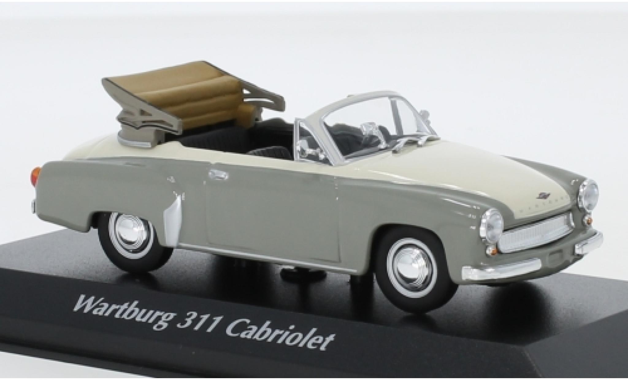 Wartburg 311 1/43 Maxichamps Cabriolet grigio/bianco 1958 modellino in miniatura