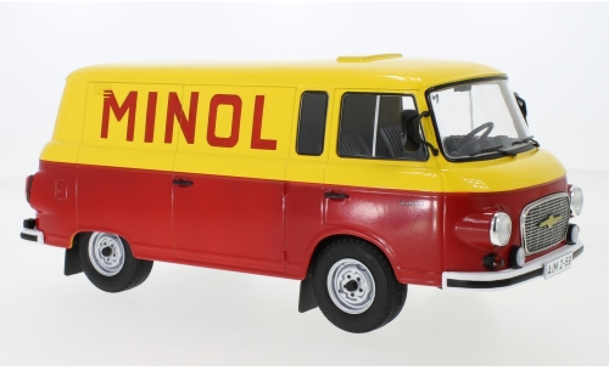 Barkas B 1000 1/18 MCG Kastenwagen giallo/rosso Minol 1970 modellino in miniatura
