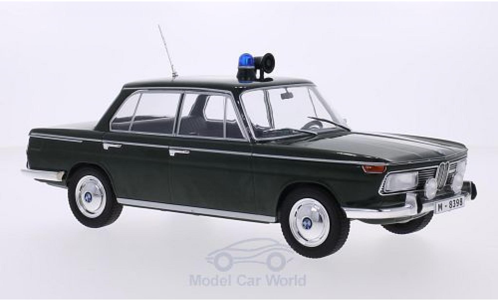 Bmw 2000 A 1/18 MCG TI (Typ 120) verde Polizei 1966 Türen und Hauben geschlossen modellino in miniatura