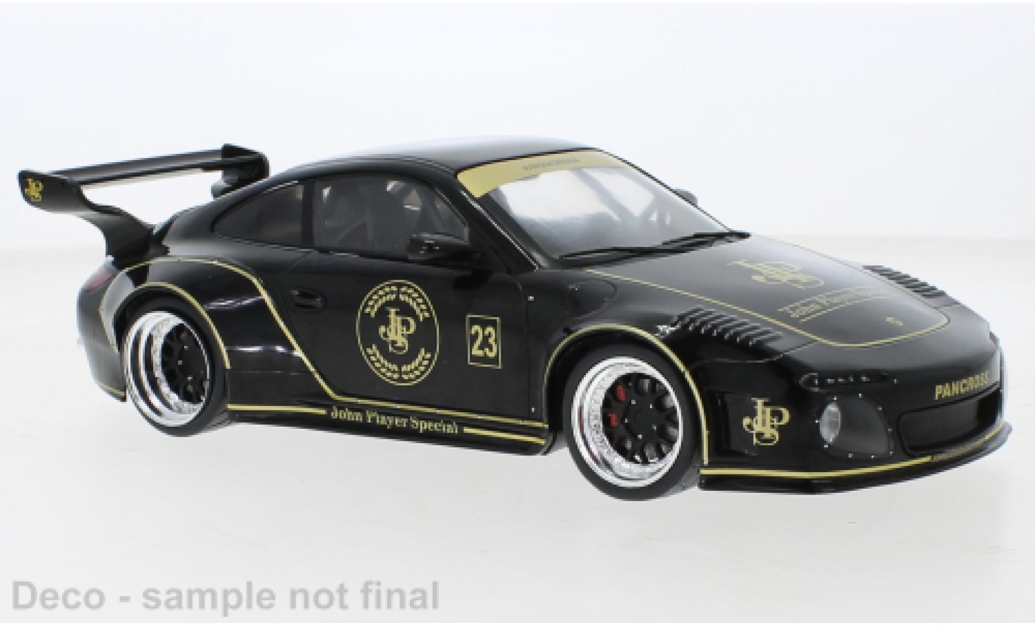 Porsche 997 1/18 MCG Old & New nero/Dekor John Player Special 2020 modellino in miniatura