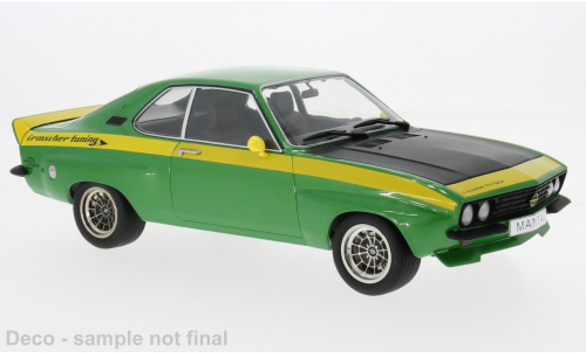 Opel Manta MCG A Irmscher grün/gelb 1974 1:18 modellino in miniatura
