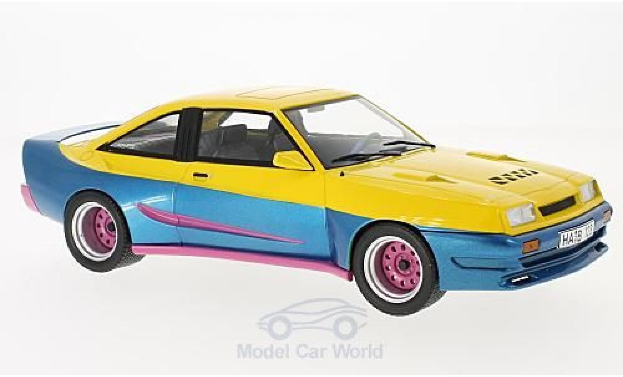 Opel Manta B 1/18 MCG B Mattig giallo/blu 1991 modellino in miniatura