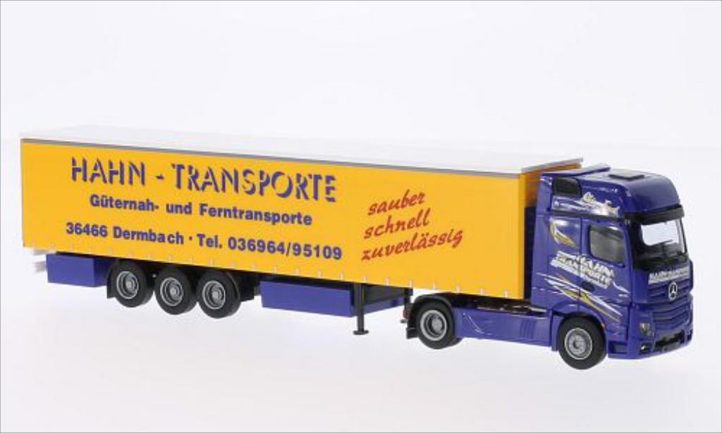 Mercedes Actros 1/87 AWM 2 Gigaspace Hahn-Transporte Gardinenplanen-SZ modellino in miniatura