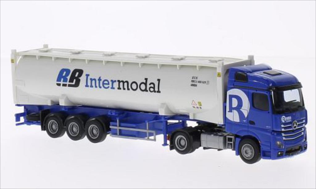 Mercedes Actros 1/87 AWM 2 Stream./Aerop. Rooms/Intermodal Silo-Co.-SZ modellino in miniatura