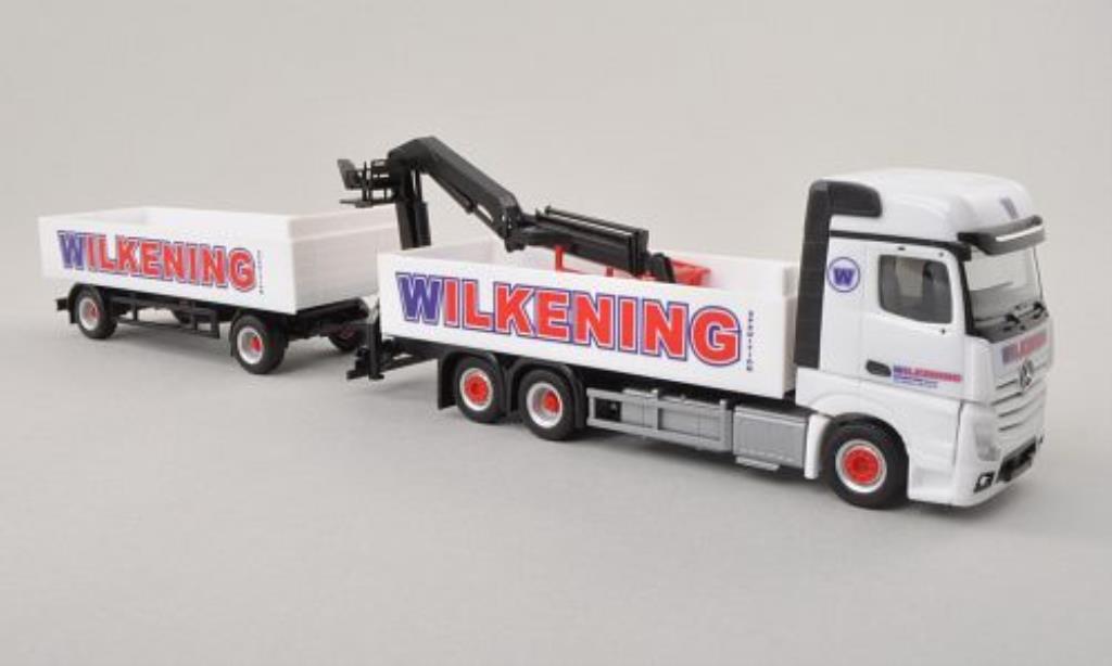 Mercedes Actros 1/87 Herpa Bigspace-Pr-Zug mit Ladekran Wilkening modellino in miniatura