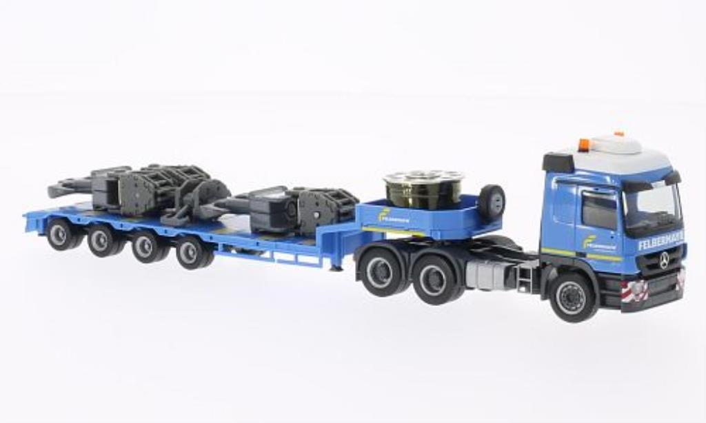 Mercedes Actros 1/87 Herpa L 08 Felbermayr (A) mit Hakenflaschen fur Liebherr LR 1600/2 (A) Semitieflade-SZ modellino in miniatura