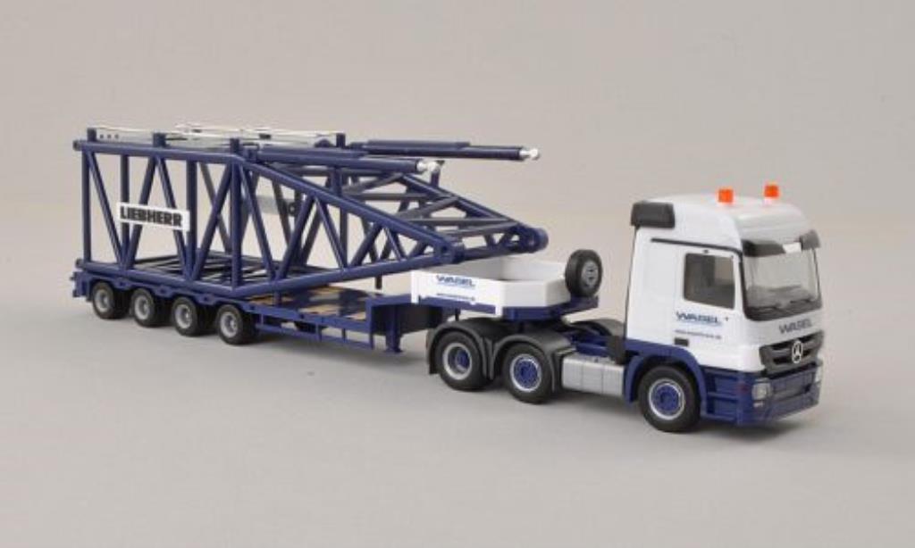 Mercedes Actros 1/87 Herpa L 08 Wasel Krane Semitieflade-SZ mit Anlenkstuck fur Liebherr LR 1600/2 modellino in miniatura
