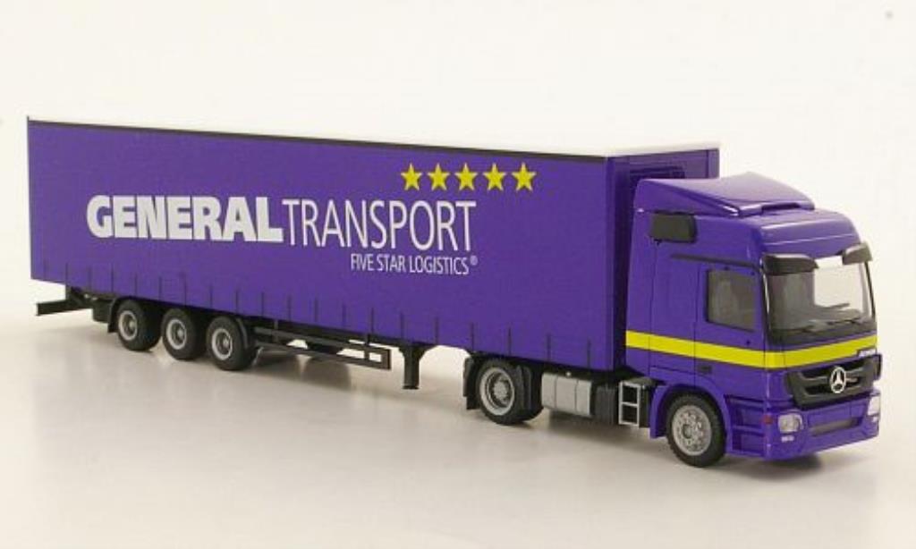 Mercedes Actros 1/87 Herpa L General Transport Lowliner-Sattelzug modellino in miniatura