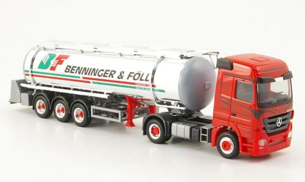 Mercedes Actros 1/87 Herpa LH 08 Benninger & Foll Lebensmittelchromtank-SZ modellino in miniatura