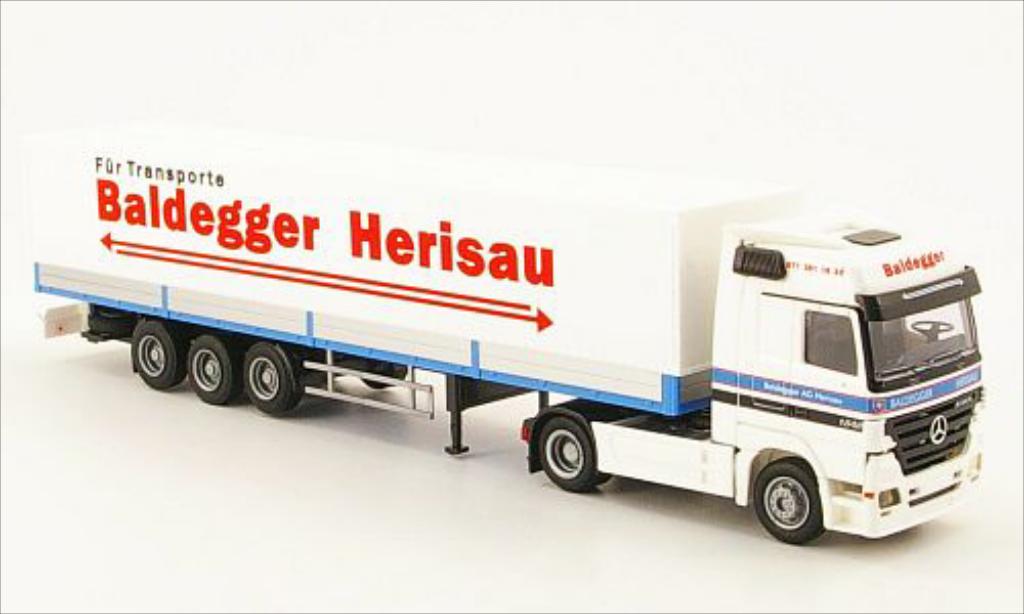 Mercedes Actros 1/87 AWM MP2 LH/Aerop. Baldegger Pritschen-SZ modellino in miniatura