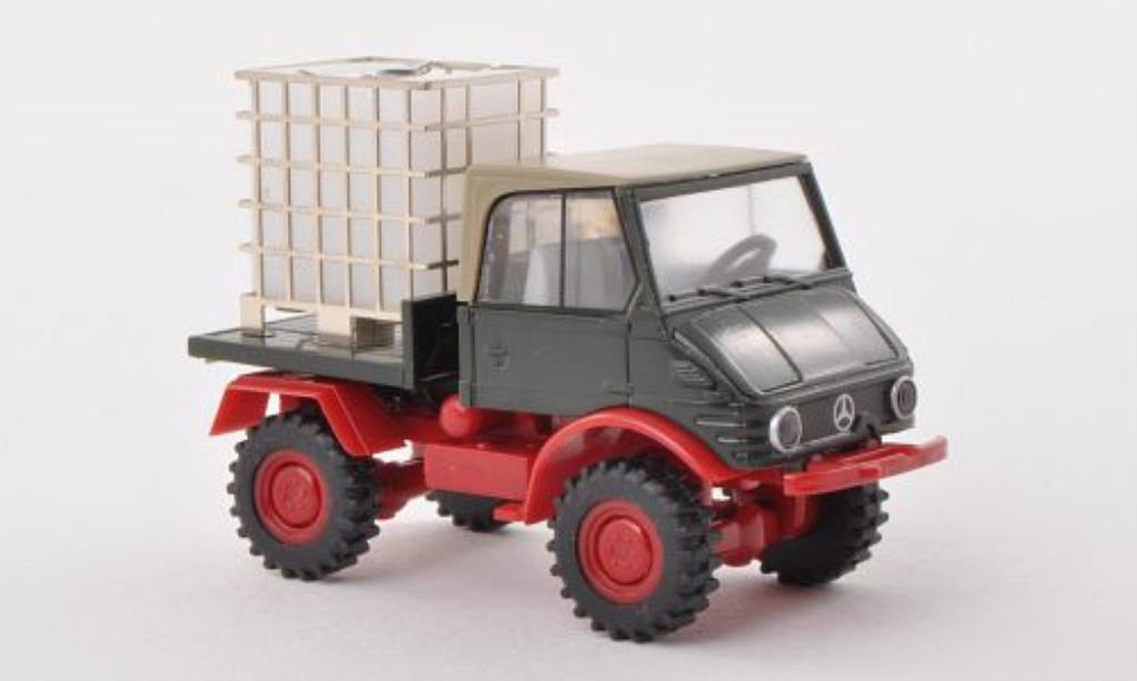 Mercedes Unimog 1/87 Brekina 421 grun mit Wassertank modellino in miniatura