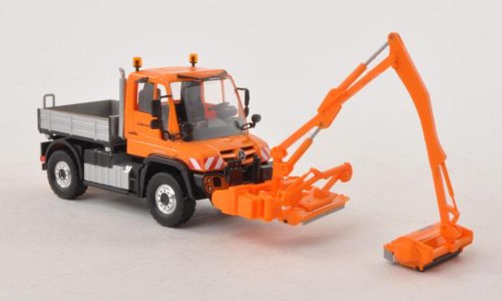 Mercedes Unimog 1/87 Busch U430 Pritsche Strassenmeisterei mit Mahwerk modellino in miniatura
